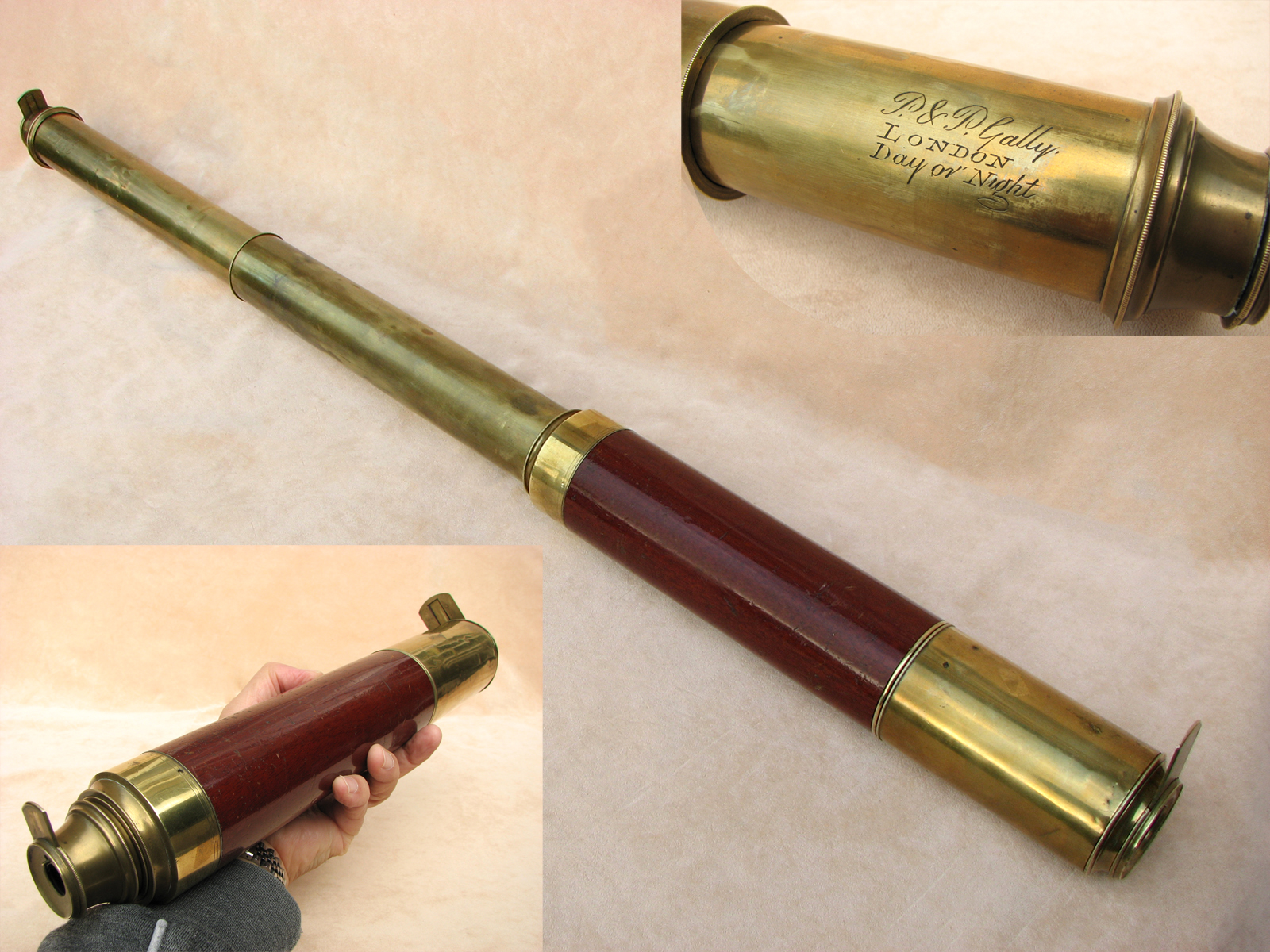 Early 19th century 2 draw Naval telescope signed P & P Gally, London